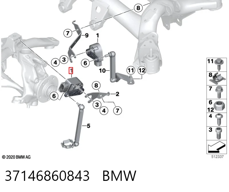 37146860843 BMW Sensor traseiro do nível de posição de carroçaria