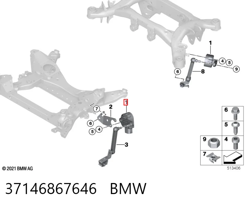 37146867646 BMW Sensor dianteiro do nível de posição de carroçaria