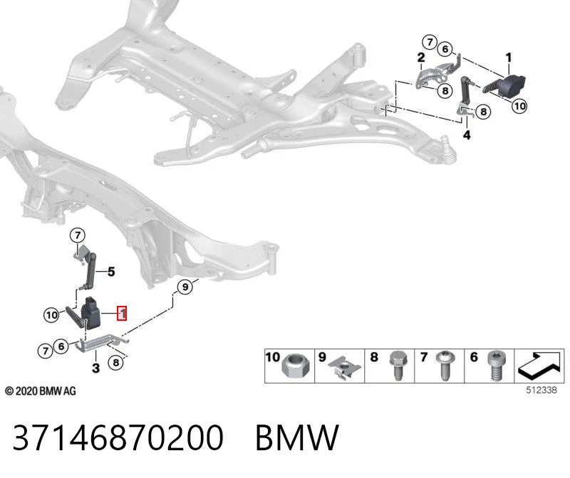 37146870200 BMW Sensor dianteiro do nível de posição de carroçaria