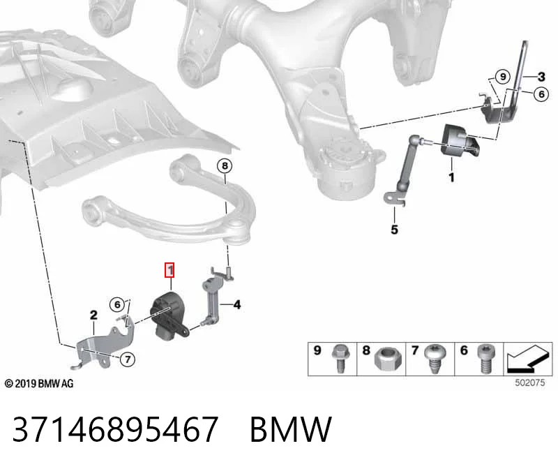 37146895467 BMW Sensor dianteiro do nível de posição de carroçaria