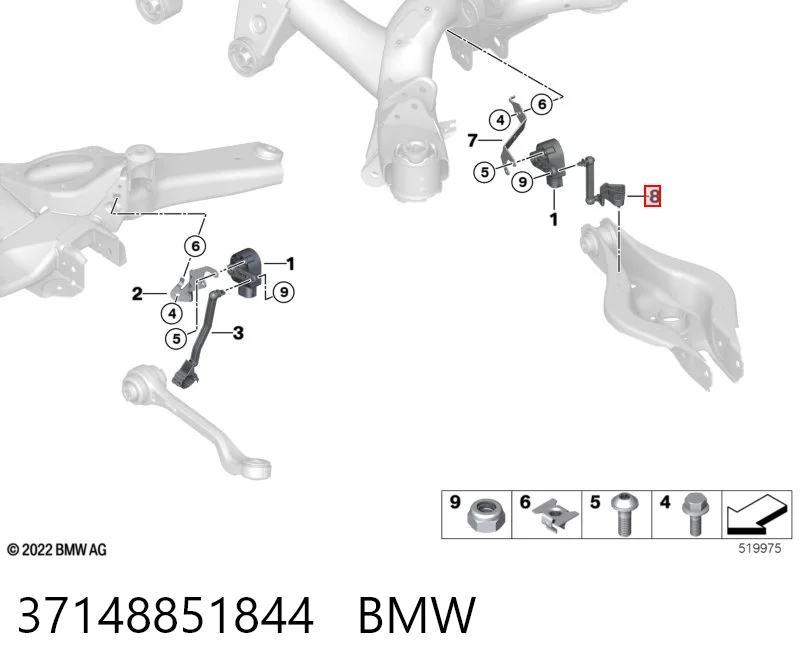 37148851844 BMW Barra traseira de sensor do nível de posição de carroçaria