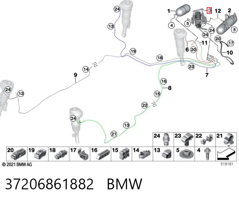 37206861882 BMW Compressor de bombeio pneumático (de amortecedores)