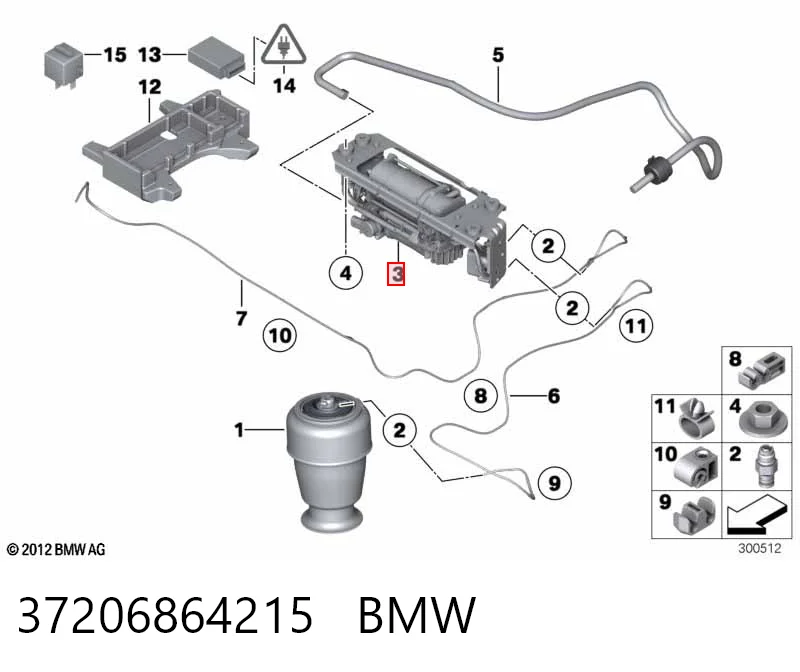 37206864215 BMW Compressor de bombeio pneumático (de amortecedores)