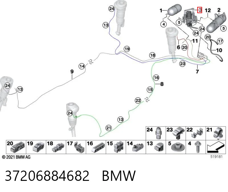 37206884682 BMW Compressor de bombeio pneumático (de amortecedores)