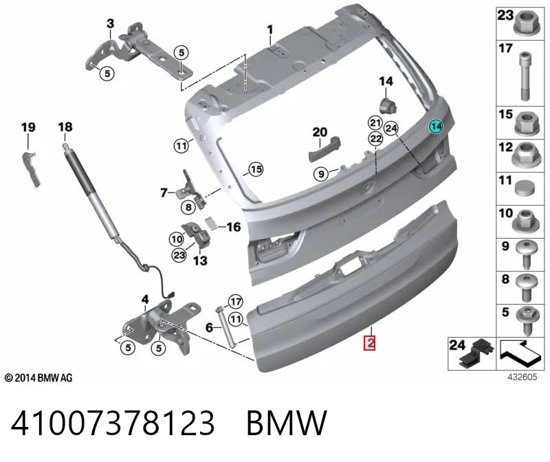 41007378123 BMW Porta traseira (3ª/5ª porta-malas (tampa de alcapão)