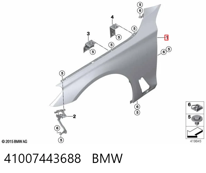 Pára-lama dianteiro direito para BMW 5 G31