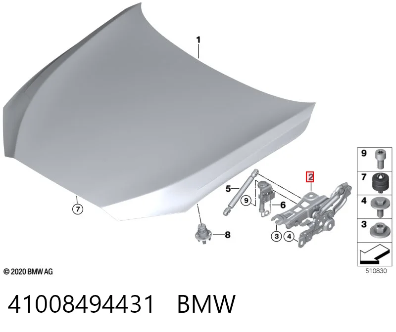 41008494431 BMW Gozno da capota esquerdo