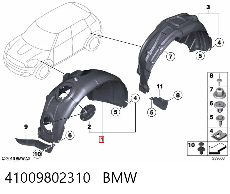 Guarda-barras direito do pára-lama dianteiro Mini COUNTRYMAN  R60 ao melhor preço