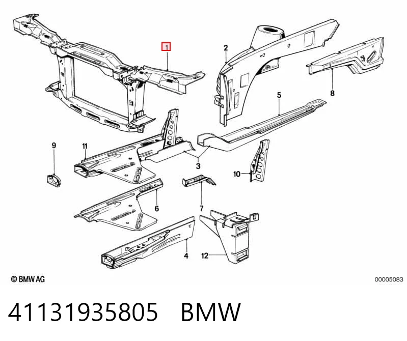 Suporte do radiador montado (painel de montagem de fixação das luzes) BMW 3  E30 ao melhor preço