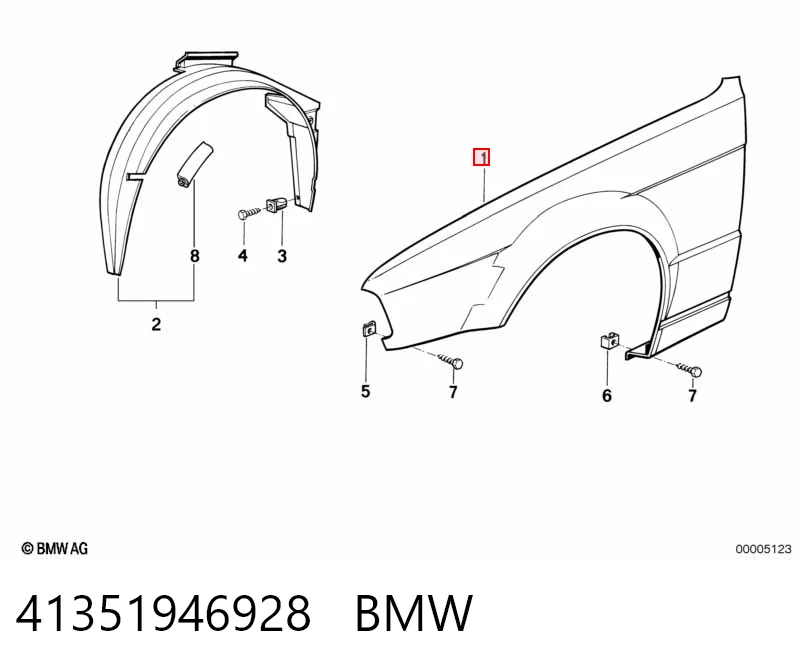 Pára-lama dianteiro direito BMW 5  E34