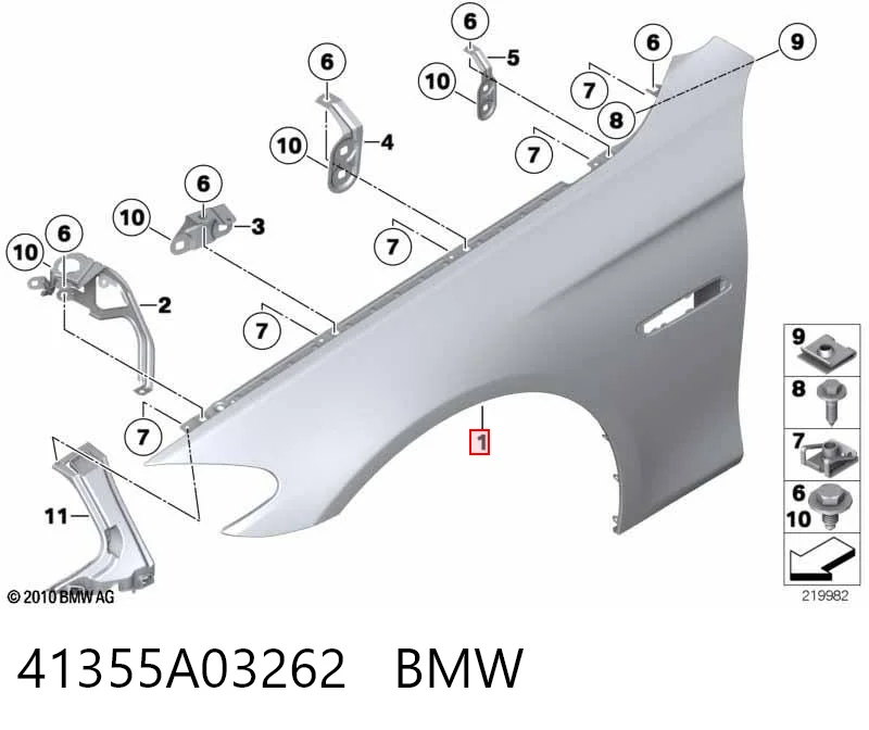 41355A03262 BMW Pára-lama dianteiro direito