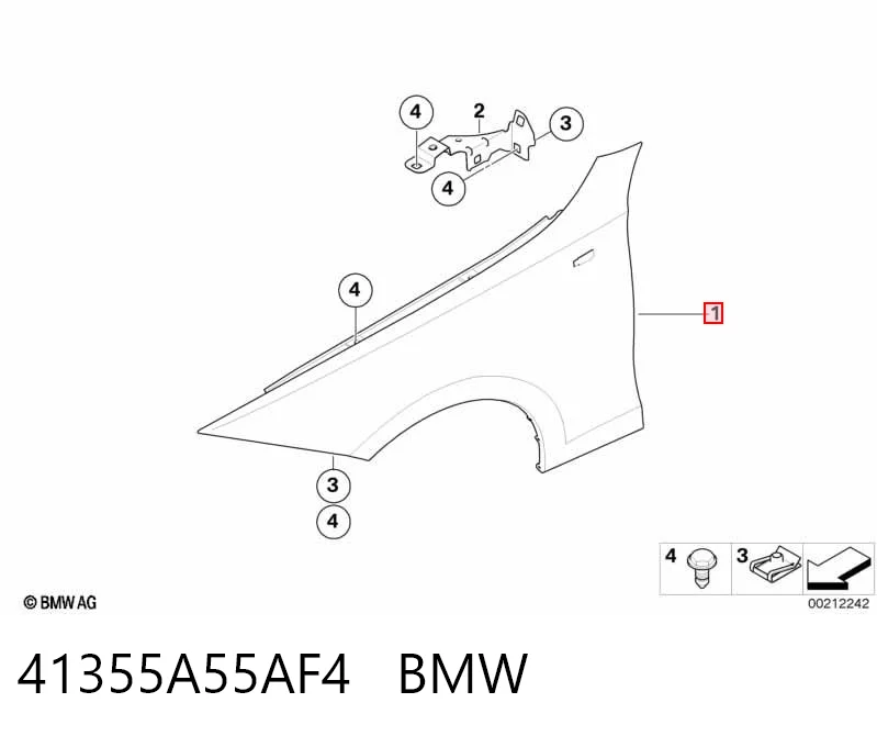 41355A55AF4 BMW Pára-lama dianteiro direito