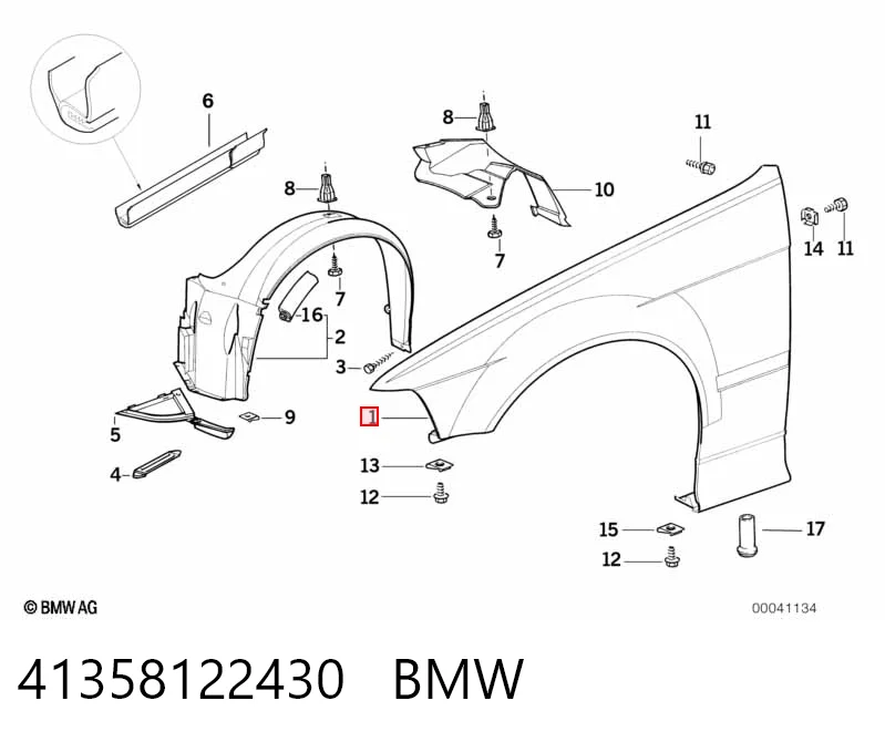 Pára-lama dianteiro direito para BMW 3  E36