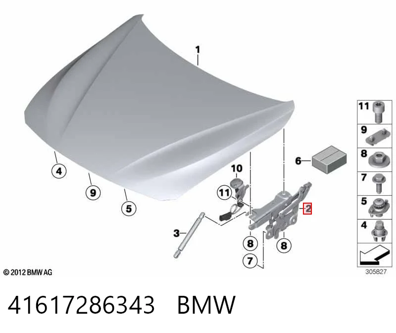 41617286343 BMW Gozno da capota esquerdo