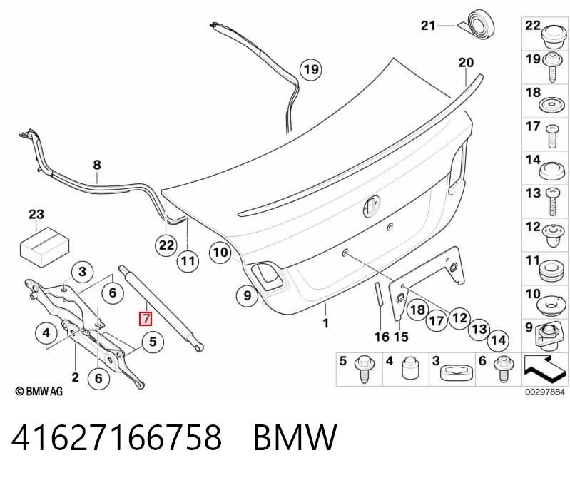 41627166758 BMW Amortecedor de tampa de porta-malas (de 3ª/5ª porta traseira)