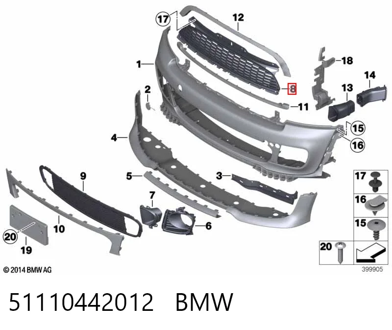 51110442012 BMW Grelha do radiador