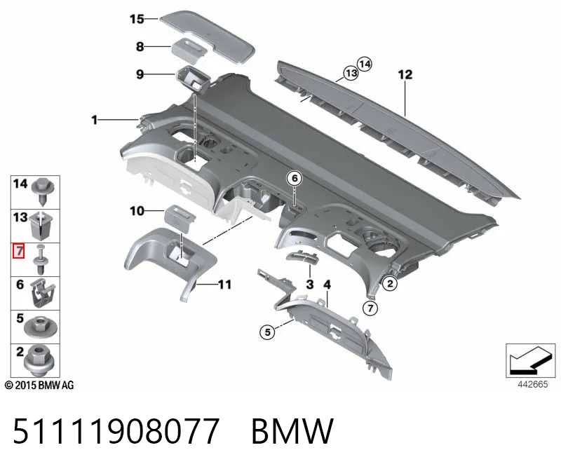 51111908077 BMW Cápsula (prendedor) de fixação do forro do pára-choque do pára-lama dianteiro