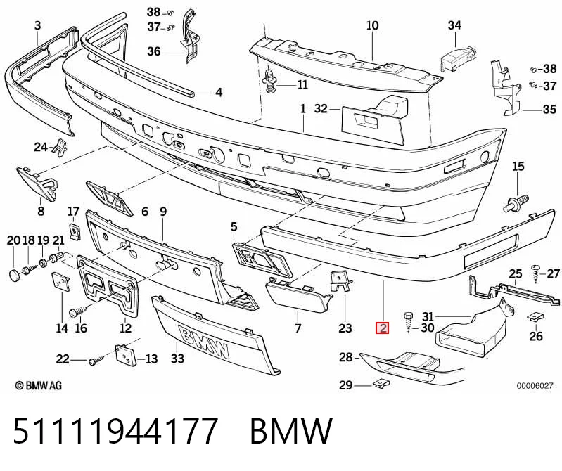 51111944177 BMW Placa sobreposta esquerda do pára-choque dianteiro