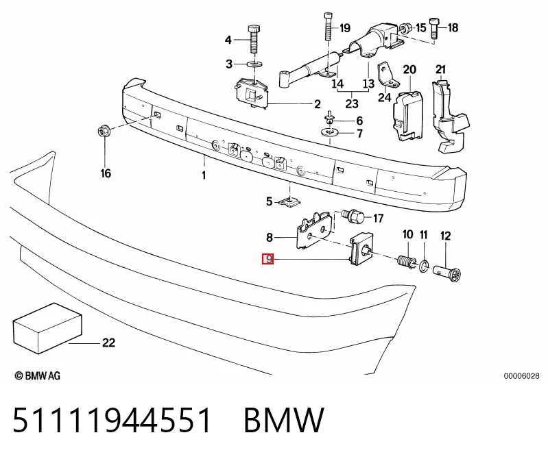 51111944551 BMW Guia do pára-choque dianteiro