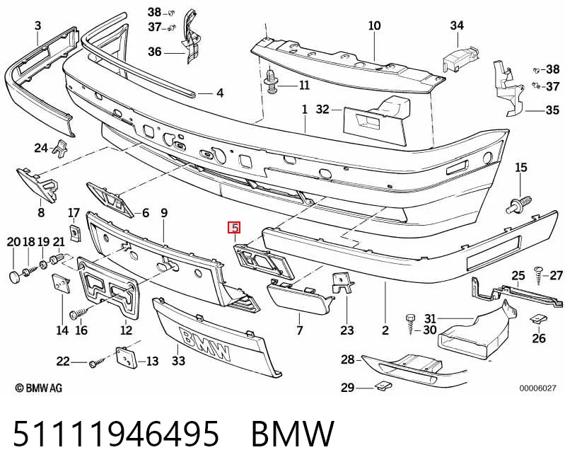 51111946495 BMW Tampão dianteira do pára-choque do gancho de reboque