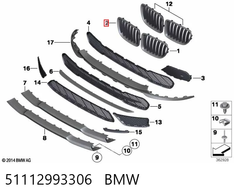 51112993306 BMW Grelha do radiador direita