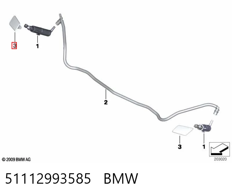 51112993585 BMW Placa sobreposta do injetor de fluido para lavador da luz dianteira