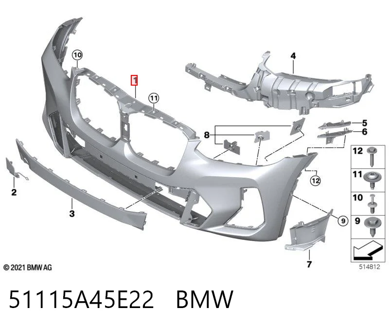 51115A45E22 BMW Pára-choque dianteiro