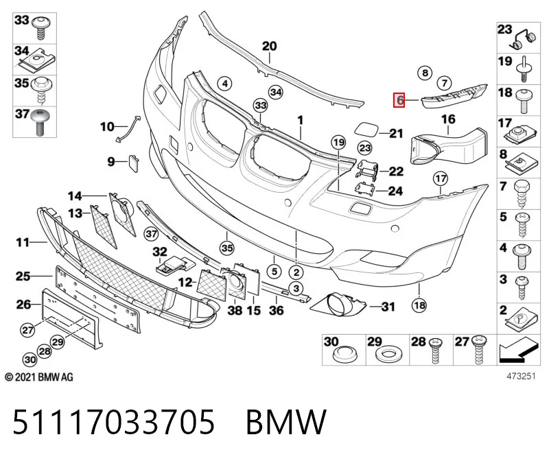 51117033705 BMW Consola do pára-choque dianteiro esquerdo