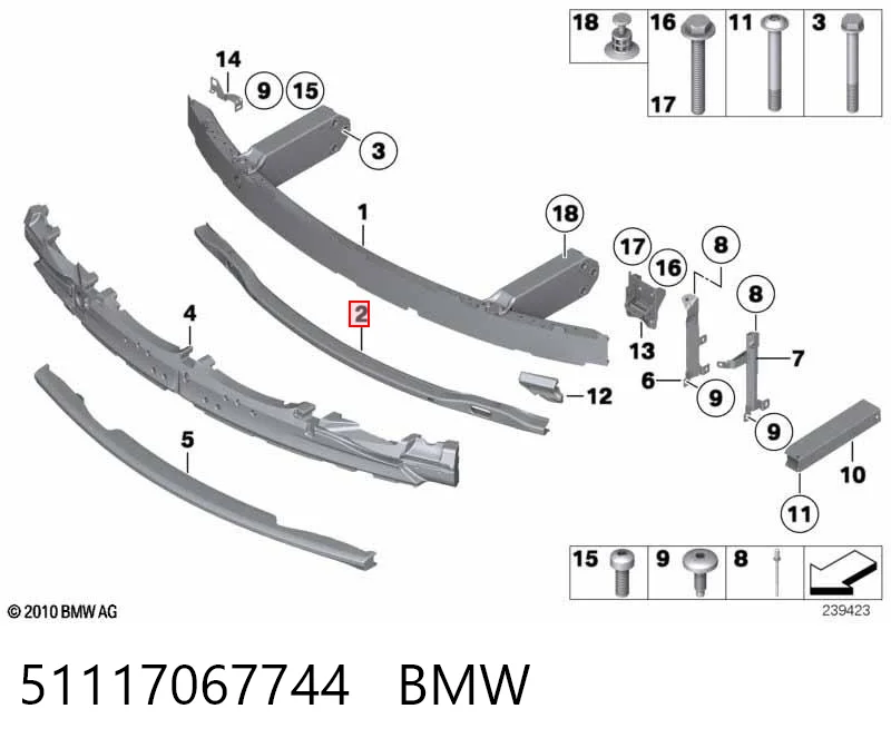 Reforçador do pára-choque dianteiro para BMW 7  F01, F02, F03, F04