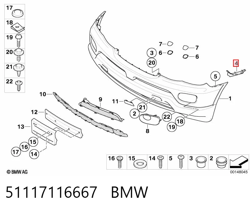 51117116667 BMW Consola do pára-choque dianteiro esquerdo