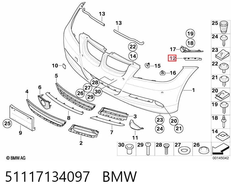 51117134097 BMW Consola do pára-choque dianteiro esquerdo
