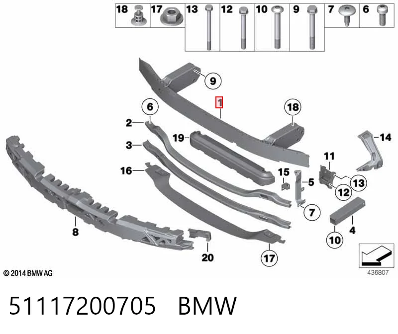Compre Reforçador do pára-choque dianteiro BMW 5 