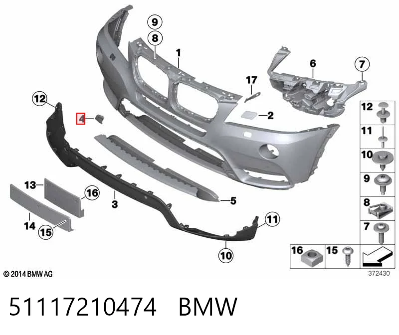 Tampão dianteira do pára-choque do gancho de reboque BMW X3 F25 ao melhor preço