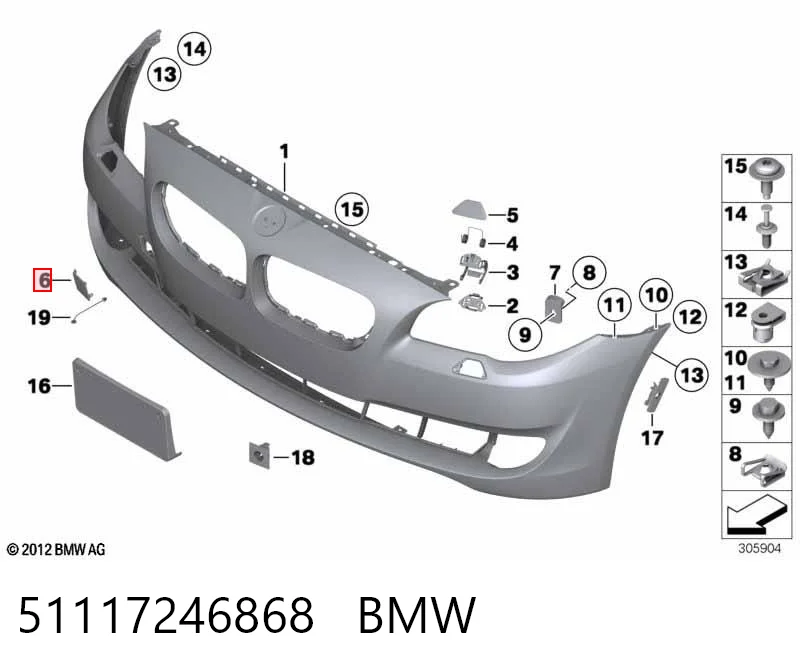 51117246868 BMW Tampão dianteira do pára-choque do gancho de reboque