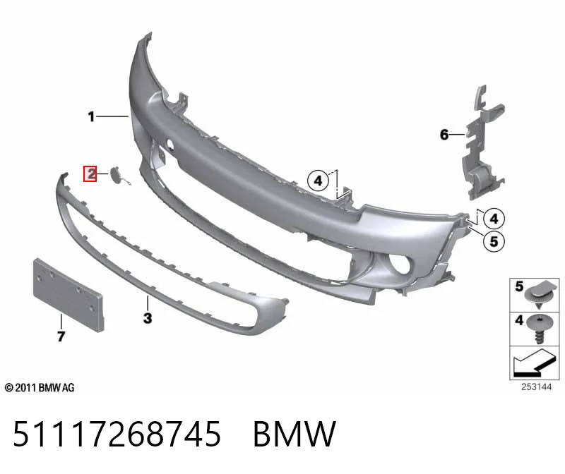  Tampão dianteira do pára-choque do gancho de reboque Mini Cooper hatchback (R56) (2005 - 2014) 