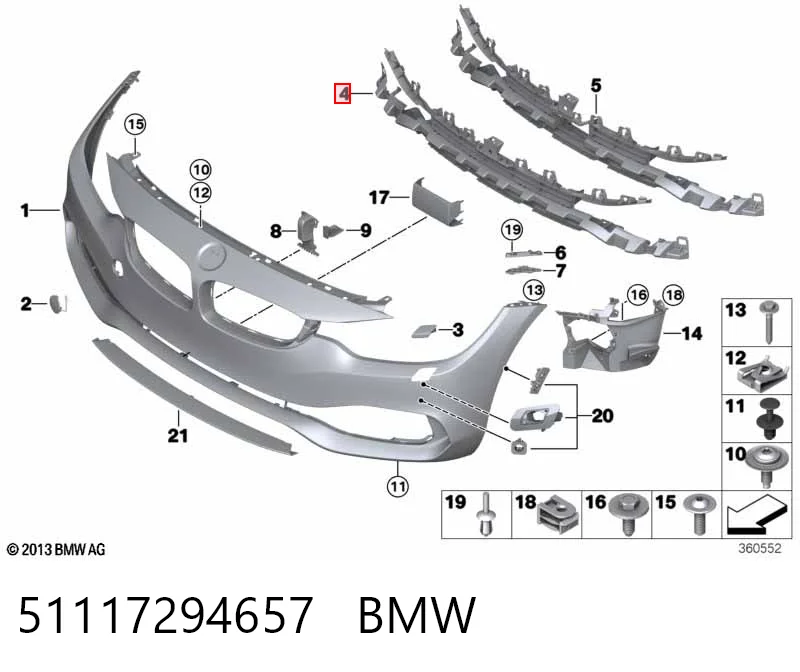 51117294657 BMW Grelha central do pára-choque dianteiro