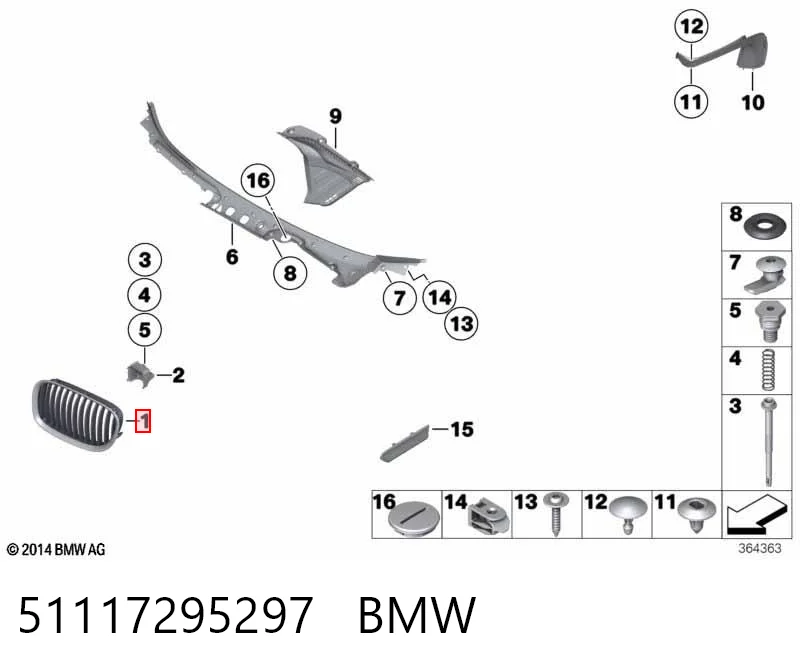 51117295297 BMW Grelha do radiador esquerda