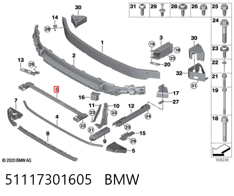 51117301605 BMW Consola inferior do radiador