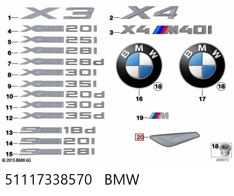 51117338570 BMW Placa sobreposta do pára-lama dianteiro direito