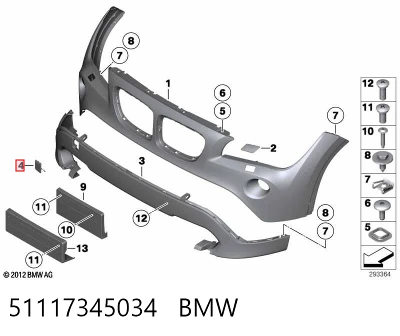 51117345034 BMW Tampão dianteira do pára-choque do gancho de reboque