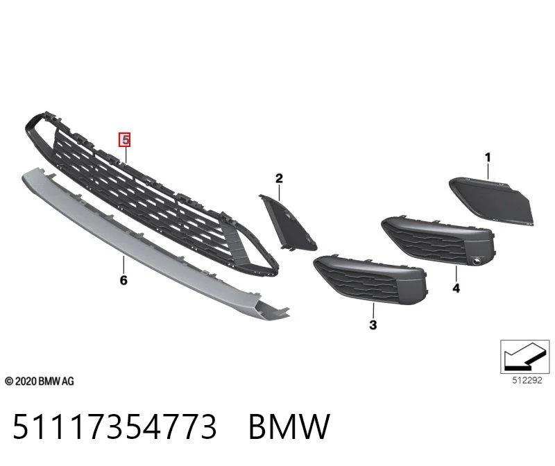 51117354773 BMW Grelha central do pára-choque dianteiro