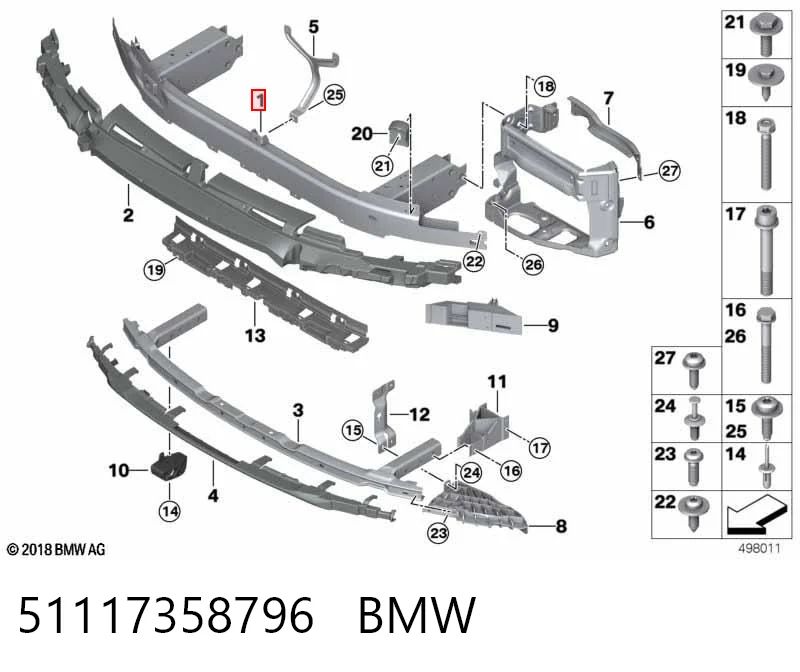 Reforçador do pára-choque dianteiro BMW 7  G11, G12 ao melhor preço