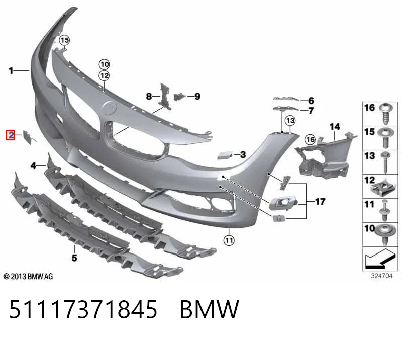 51117371845 BMW Tampão dianteira do pára-choque do gancho de reboque