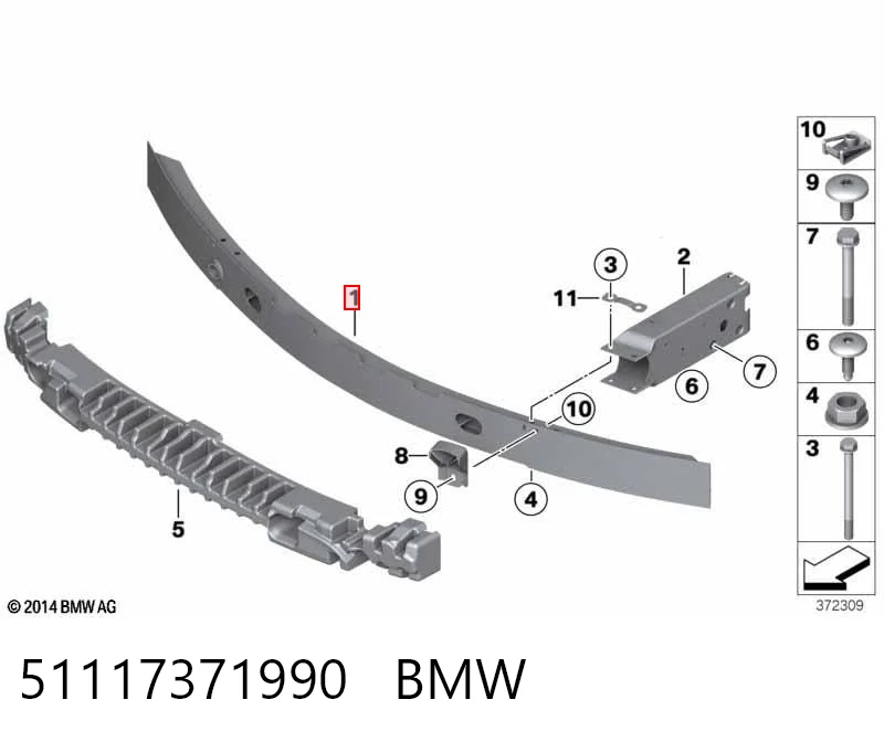 Reforçador do pára-choque dianteiro para BMW X3 F25
