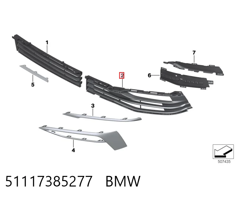 51117385277 BMW Grelha esquerda do pára-choque dianteiro