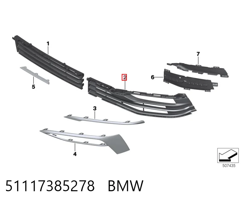 51117385278 BMW Grelha direita do pára-choque dianteiro