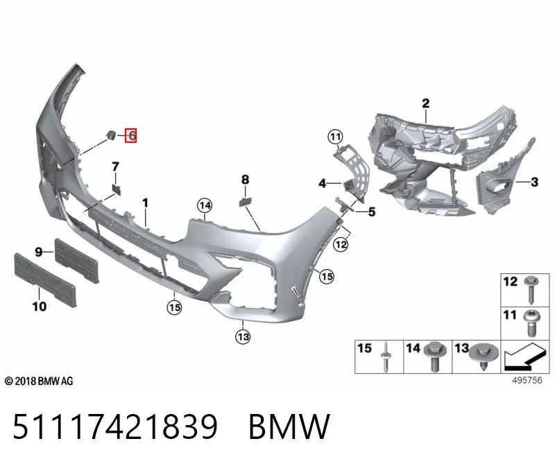 51117421839 BMW Consola do pára-choque dianteiro