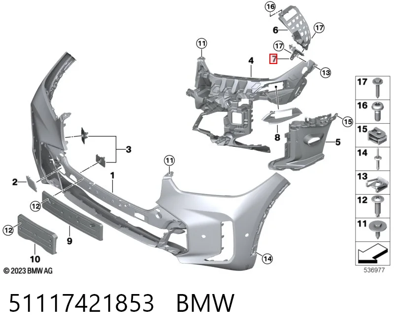 51117421853 BMW Consola do pára-choque dianteiro esquerdo