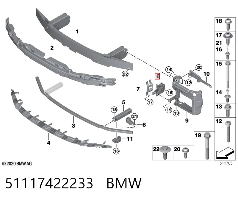 51117422233 BMW Guia do pára-choque dianteiro