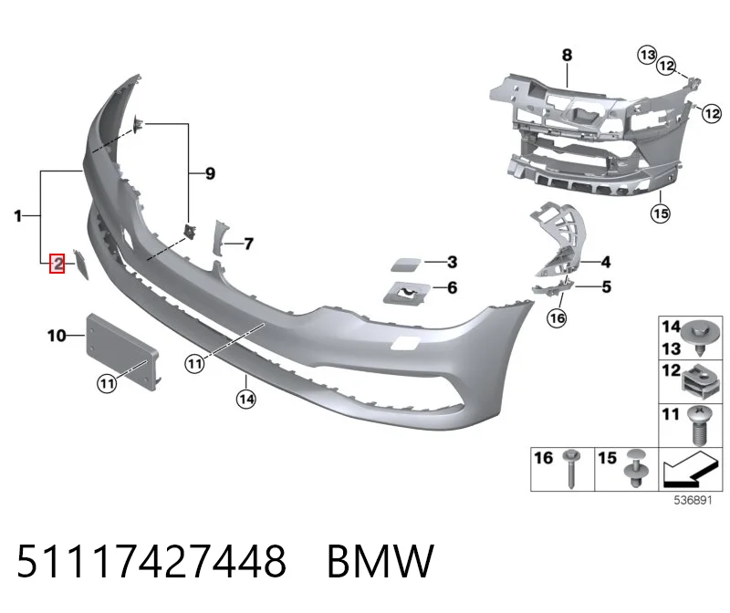 51117427448 BMW Tampão dianteira do pára-choque do gancho de reboque